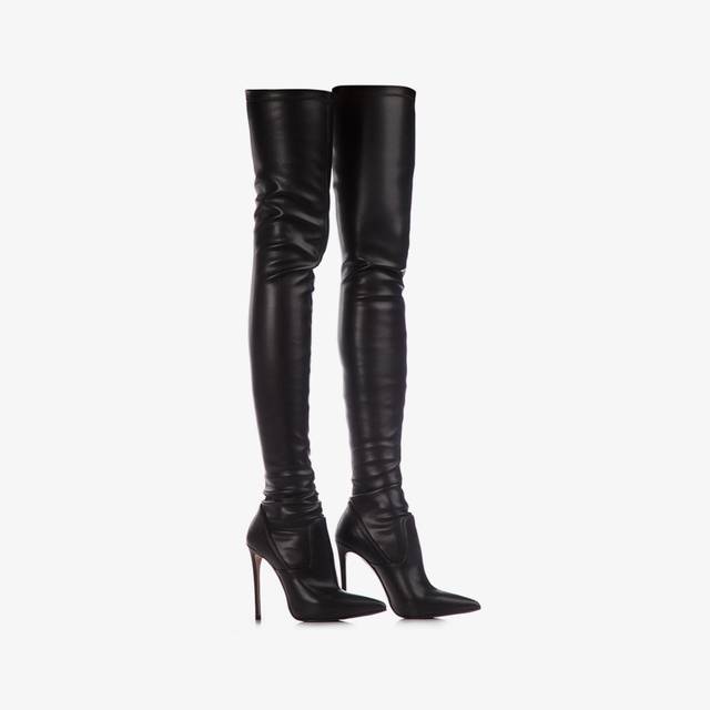 Le Silla Stivale sopra il ginocchio pelle vegan stretch nero Moda