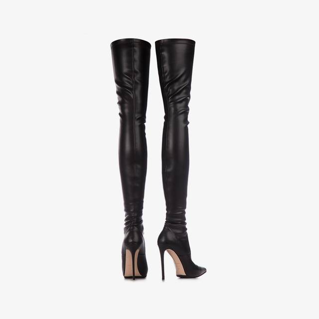 Le Silla Stivale sopra il ginocchio pelle vegan stretch nero Moda