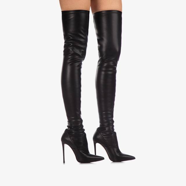 Le Silla Stivale sopra il ginocchio pelle vegan stretch nero Moda