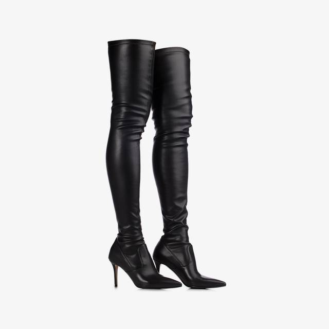 Le Silla Stivale sopra il ginocchio pelle vegan stretch nero Sconto di tempo limitato