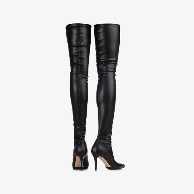 Le Silla Stivale sopra il ginocchio pelle vegan stretch nero Sconto di tempo limitato