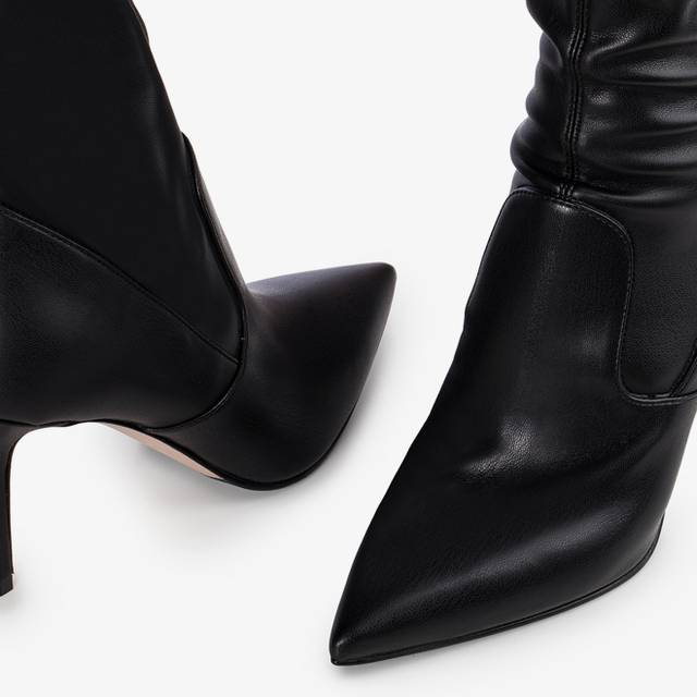 Le Silla Stivale sopra il ginocchio pelle vegan stretch nero Sconto di tempo limitato