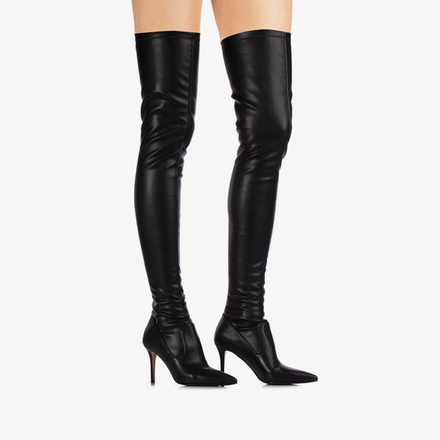 Le Silla Stivale sopra il ginocchio pelle vegan stretch nero Sconto di tempo limitato