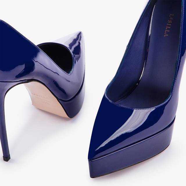 Le Silla Décolleté con plateau vernice blu lazuli Fornitura limitata