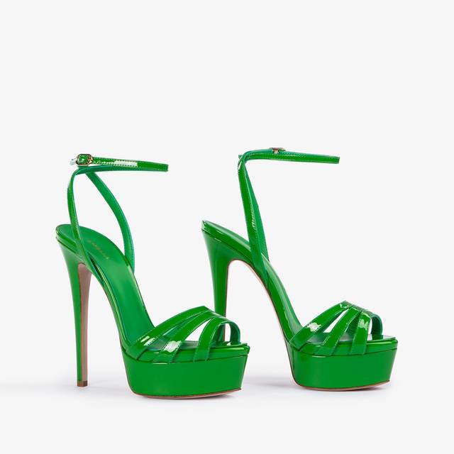 Le Silla Sandalo con plateau vernice verde emerald Offerta Giorno del Papà