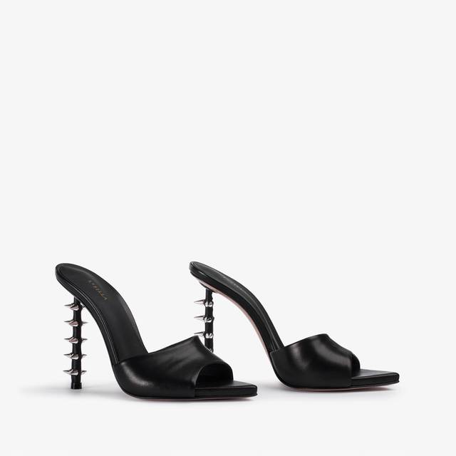 Le Silla Sandalo mule pelle nero con borchie Offerta Anniversario