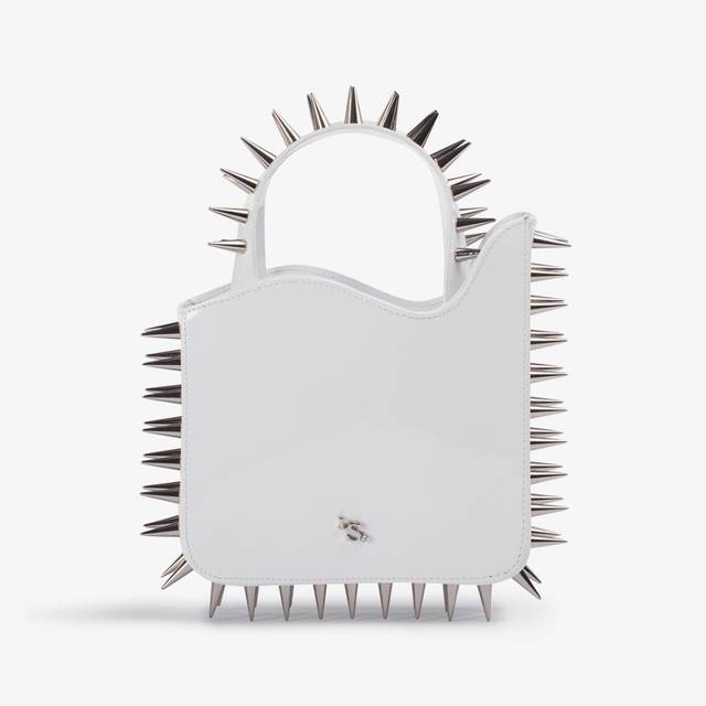 Le Silla Small bag vernice bianca con borchie argento Vendita calda