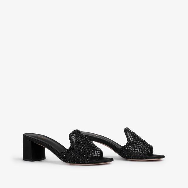 Le Silla Sandalo mule gioiello rete nero jet con Cristalli Nuovi prodotti