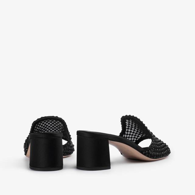 Le Silla Sandalo mule gioiello rete nero jet con Cristalli Nuovi prodotti