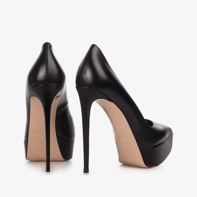 Le Silla Décolleté con plateau pelle nera ACQUISTA ORA
