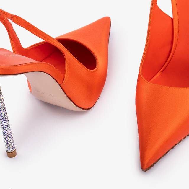 Le Silla Slingback raso arancione mandarin Fino al 60% di sconto