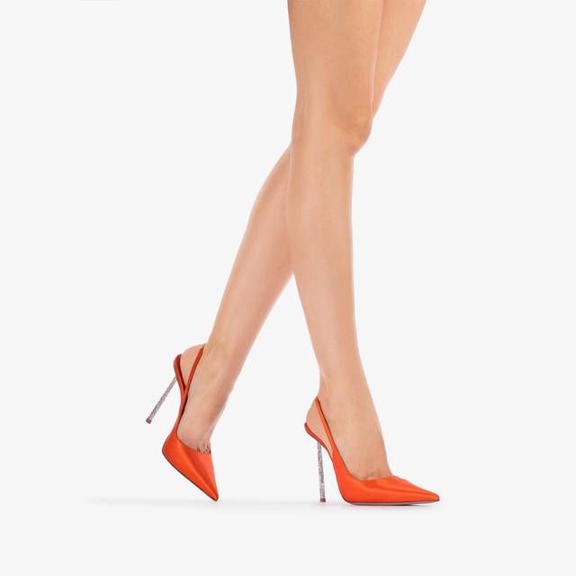 Le Silla Slingback raso arancione mandarin Fino al 60% di sconto