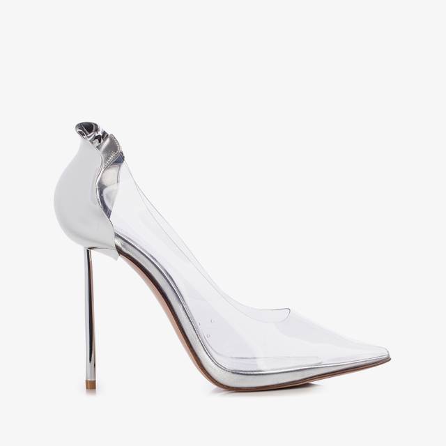 Le Silla Décolleté plexy trasparente con tacco argento Offerta speciale della fabbrica