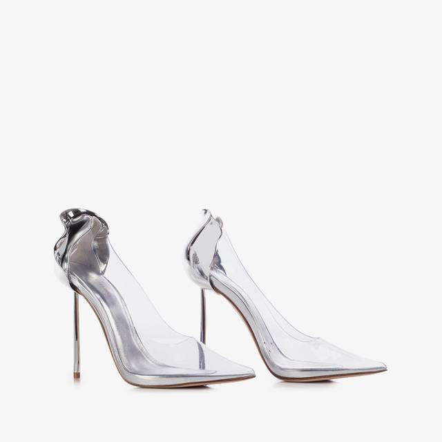 Le Silla Décolleté plexy trasparente con tacco argento Offerta speciale della fabbrica