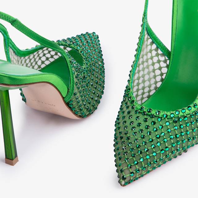 Le Silla Slingback gioiello rete verde emerald Sostegno trimestrale