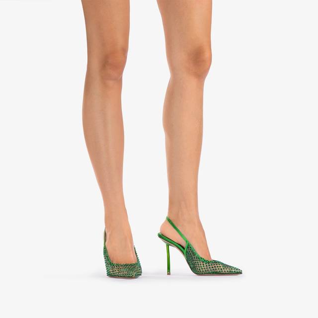 Le Silla Slingback gioiello rete verde emerald Sostegno trimestrale