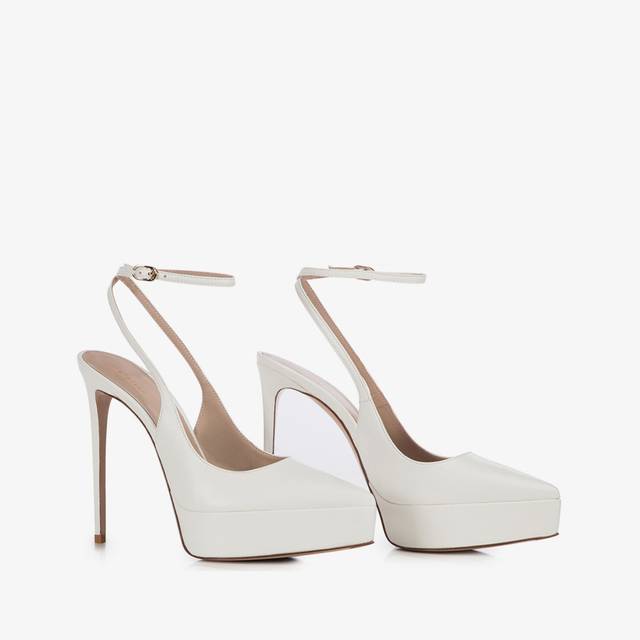 Le Silla Slingback con plateau pelle bianca carta Super sconto