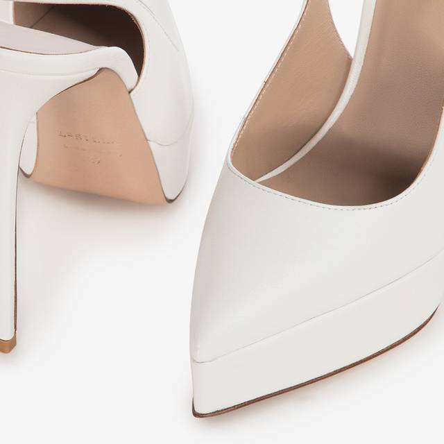 Le Silla Slingback con plateau pelle bianca carta Super sconto