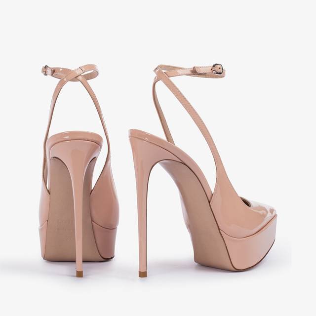 Le Silla Slingback con plateau vernice nude skin Enormi sconti