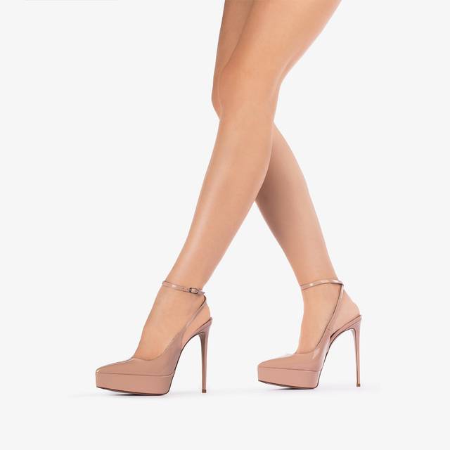 Le Silla Slingback con plateau vernice nude skin Enormi sconti