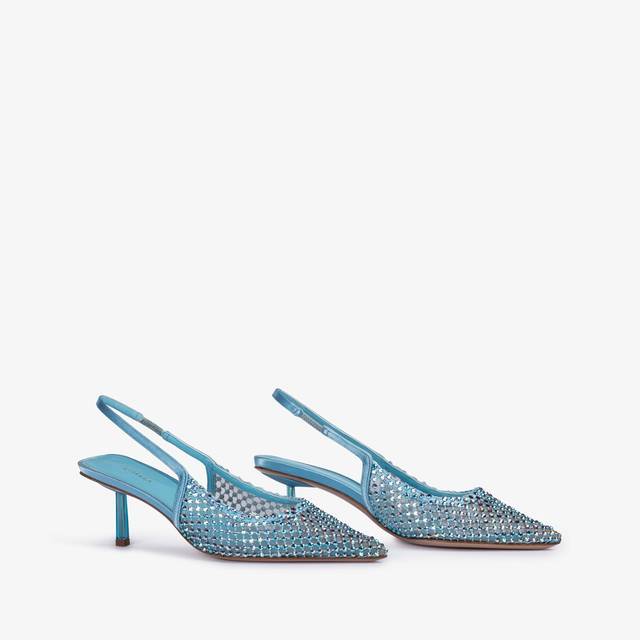 Le Silla Slingback gioiello rete azzurro cielo e Cristalli In Linea