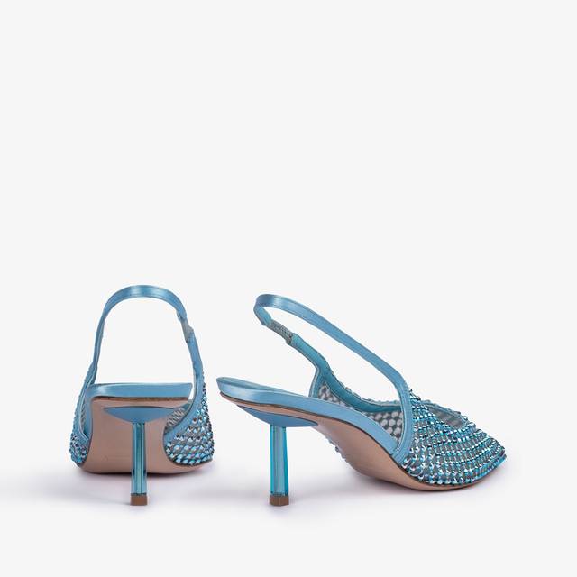 Le Silla Slingback gioiello rete azzurro cielo e Cristalli In Linea
