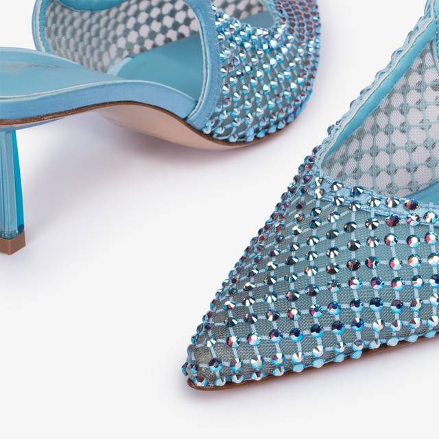 Le Silla Slingback gioiello rete azzurro cielo e Cristalli In Linea