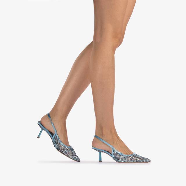 Le Silla Slingback gioiello rete azzurro cielo e Cristalli In Linea