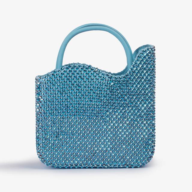 Le Silla Small bag raso azzurro cielo con Cristalli Nuovo