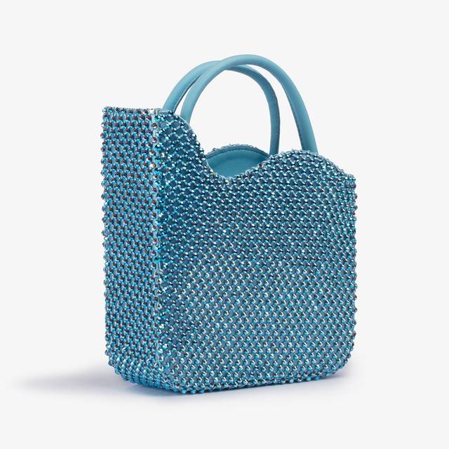 Le Silla Small bag raso azzurro cielo con Cristalli Nuovo
