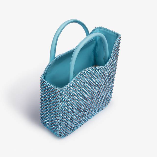 Le Silla Small bag raso azzurro cielo con Cristalli Nuovo