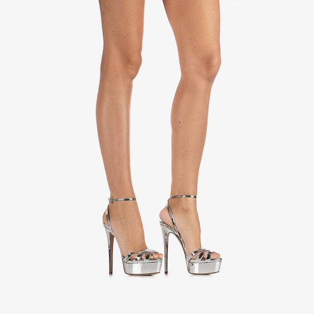 Le Silla Sandalo con plateau metallizzato argento Shopping Online