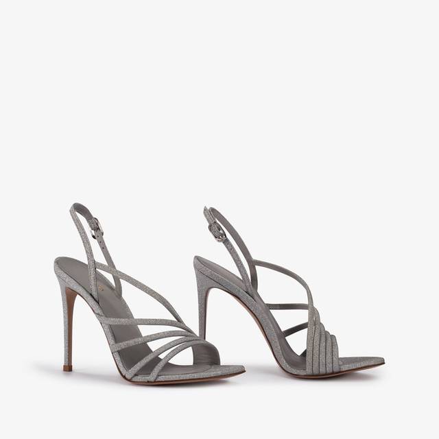 Le Silla Sandalo tessuto glitterato argento Prezzo Ridotto