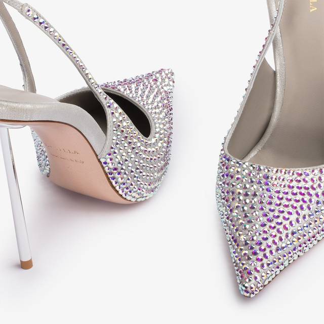 Le Silla Slingback cristalli argento eclissi Sottocosto