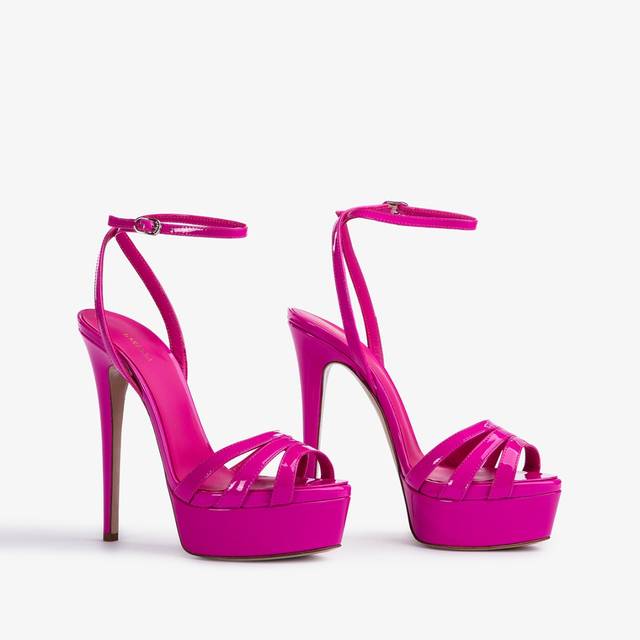 Le Silla Sandalo con plateau vernice fucsia bouganville Economico