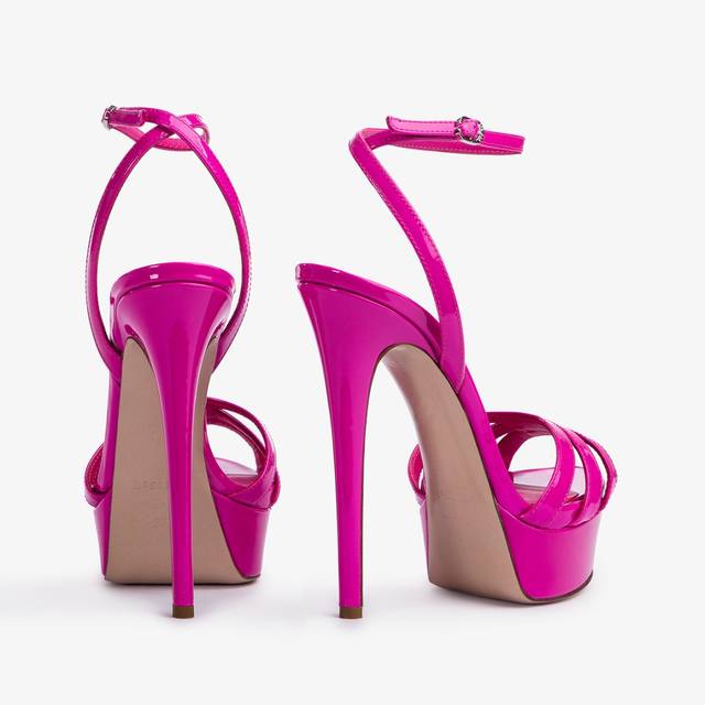 Le Silla Sandalo con plateau vernice fucsia bouganville Economico