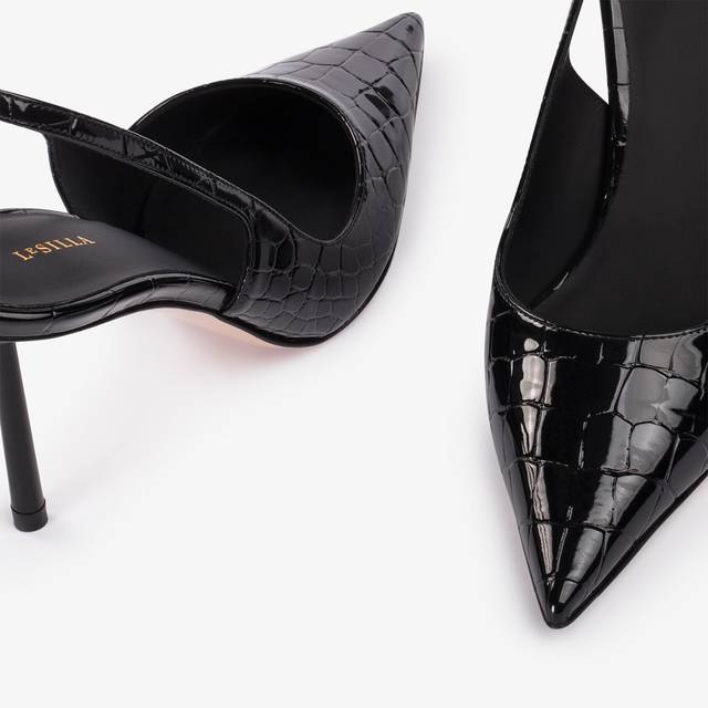 Le Silla Slingback stampa cocco nera Vendite stagionali