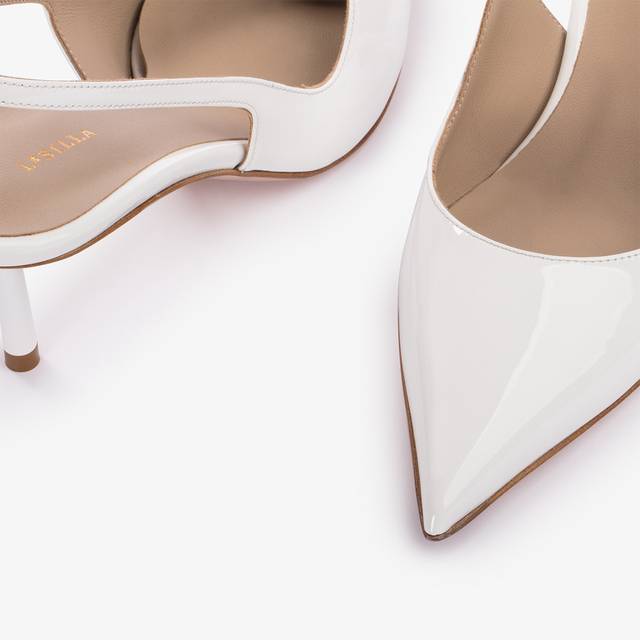 Le Silla Slingback vernice bianca carta Black Friday