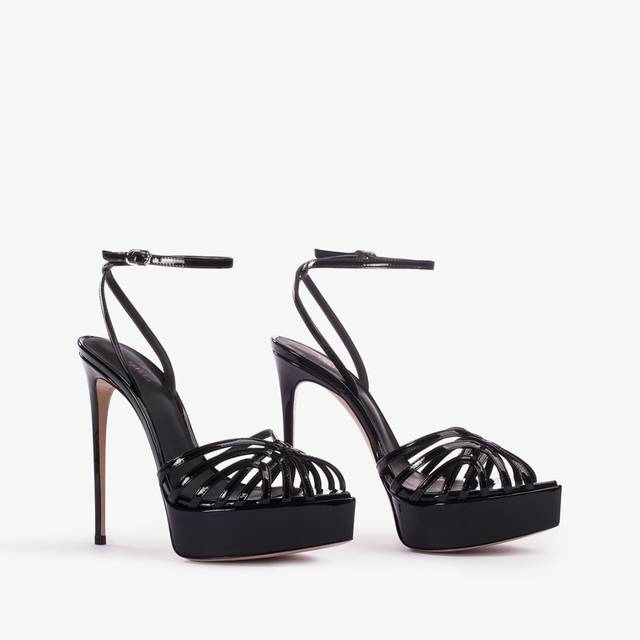 Le Silla Sandalo con plateau vernice nero Cyber Monday
