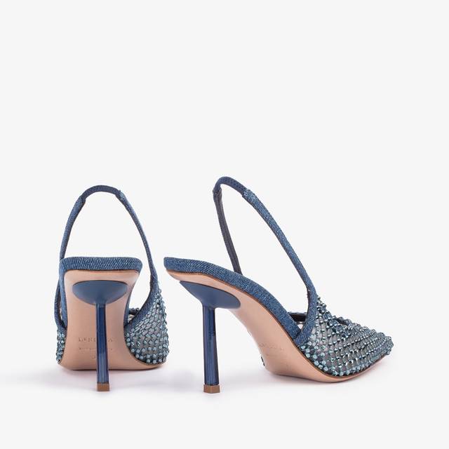 Le Silla Slingback gioiello rete denim blu Vendita calda