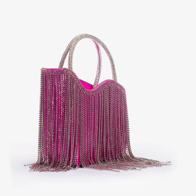 Le Silla Mini bag vernice fucsia bouganville con frange fucsia Lightning offer