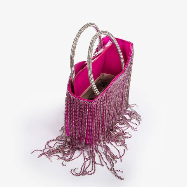 Le Silla Mini bag vernice fucsia bouganville con frange fucsia Lightning offer