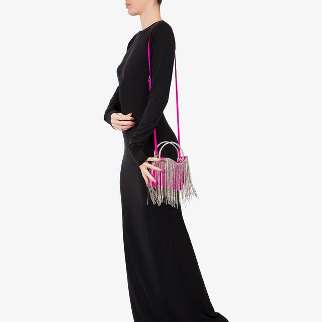 Le Silla Mini bag vernice fucsia bouganville con frange fucsia Lightning offer