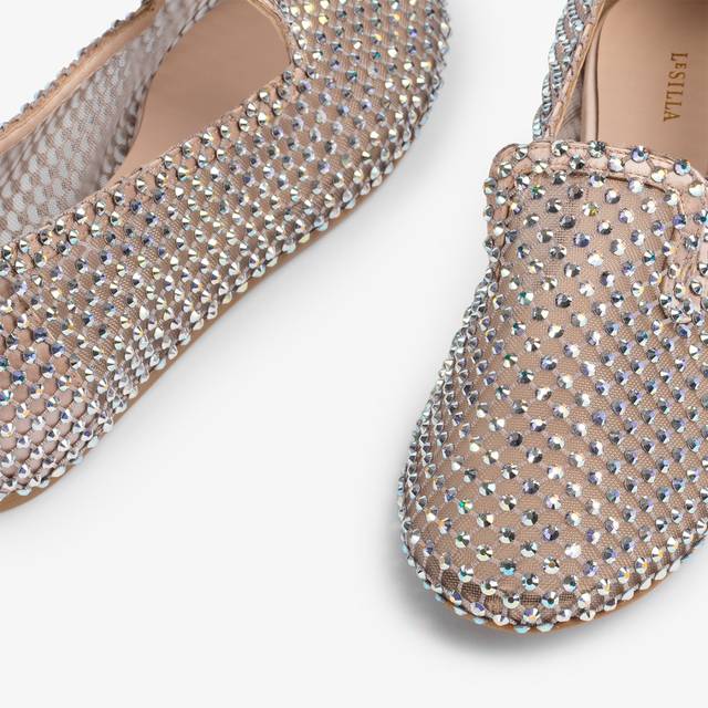 Le Silla Slipper gioiello rete nude skin e Cristalli Enormi risparmi