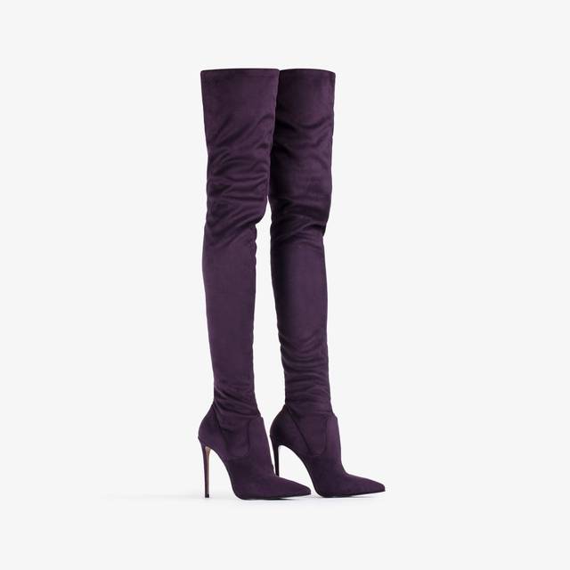 Le Silla Stivale sopra al ginocchio camoscio vegan stretch viola kamala Prezzo basso