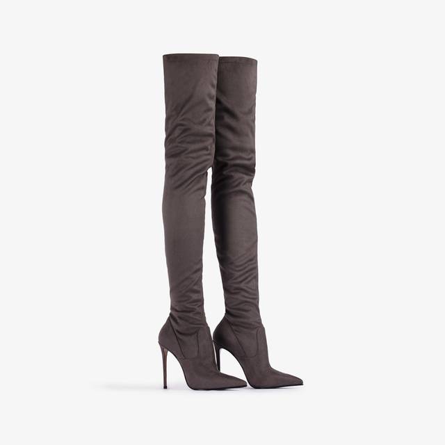 Le Silla Stivale sopra al ginocchio camoscio vegan stretch grigio urban Offerta settimanale