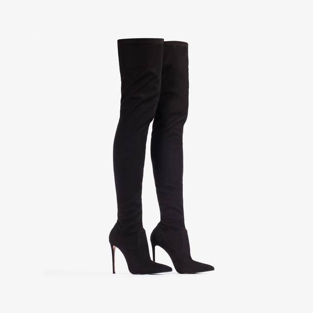 Le Silla Stivale sopra al ginocchio camoscio vegan stretch nero Ritorno libero