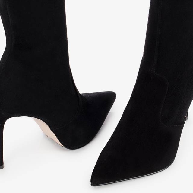 Le Silla Stivale sopra il ginocchio camoscio stretch nero Rilascio limitato