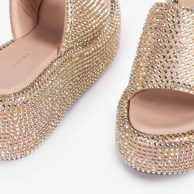 Le Silla Sandalo zeppa cristalli nude phard Ultimo giorno