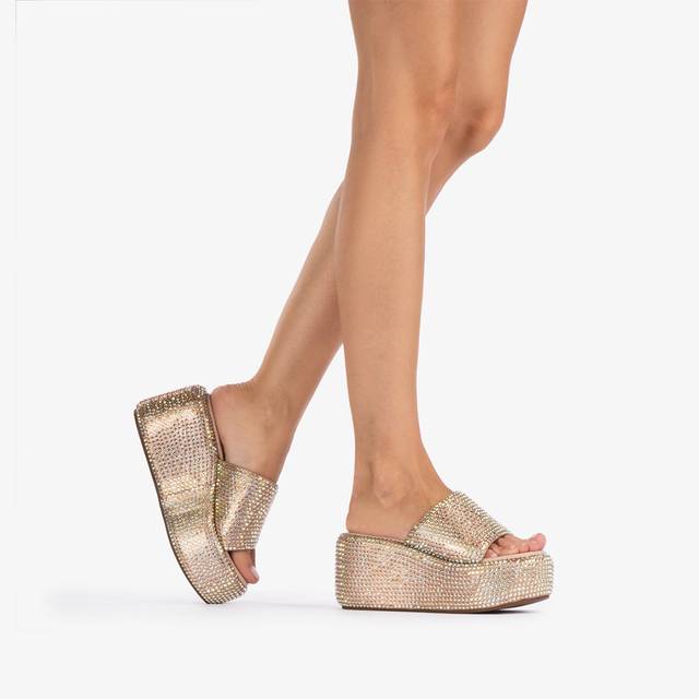 Le Silla Sandalo zeppa cristalli nude phard Ultimo giorno